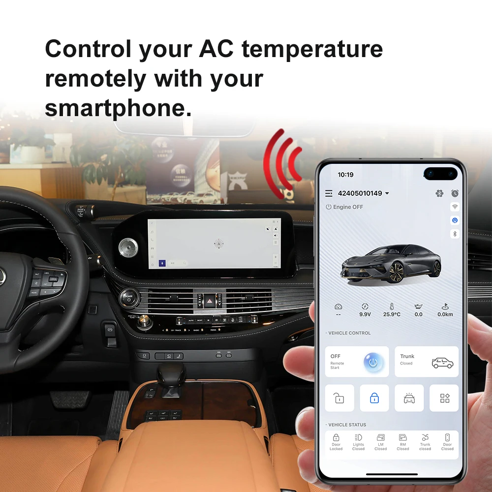Remote Starter Smart Key App Key-Free Remote Engine Start Solution for Lex us LS Series 2019 Smart A/C Control with App