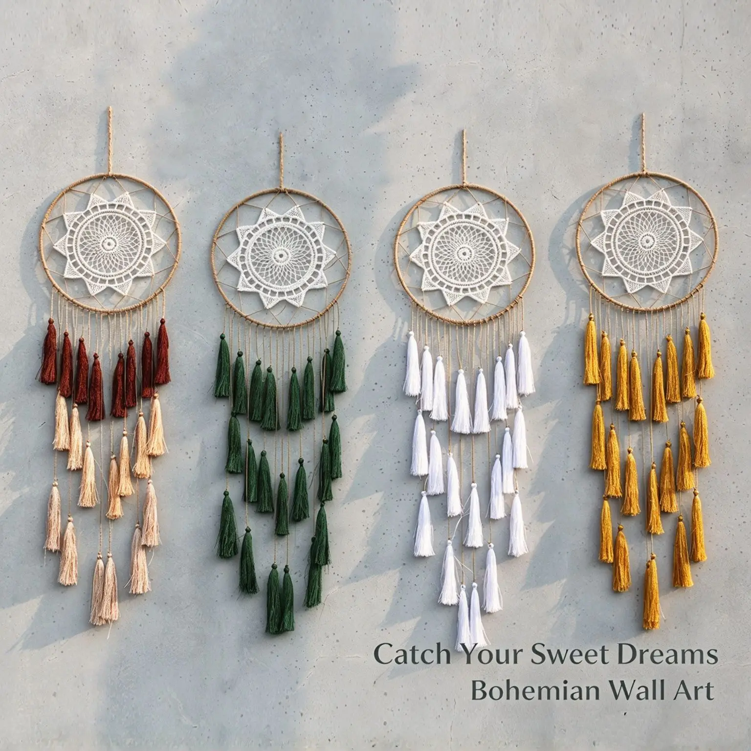 Handmade Woven Tapestry Dreamcatcher with Colorful Tassels Bohemian Wall Hanging Decor Bedroom Wall Art Home Decoration Gift