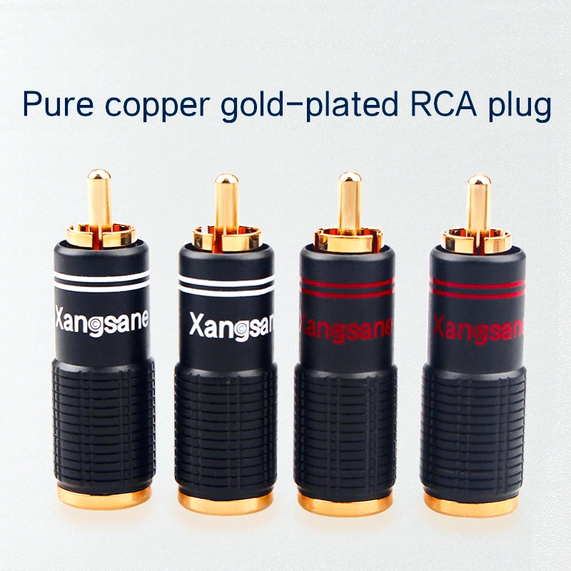 HIFI RCA Pure Copper Gold-Plated Audio Signal DIY Amplifier Speaker Cable Plug