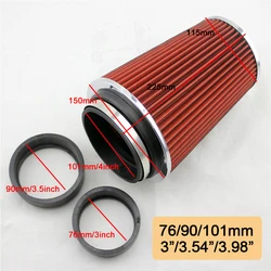 Universal 3 Inch 76 mm Cold Air Intake Sports Air Filter High Performance Clamp-On Washable Car Professional Spare Parts