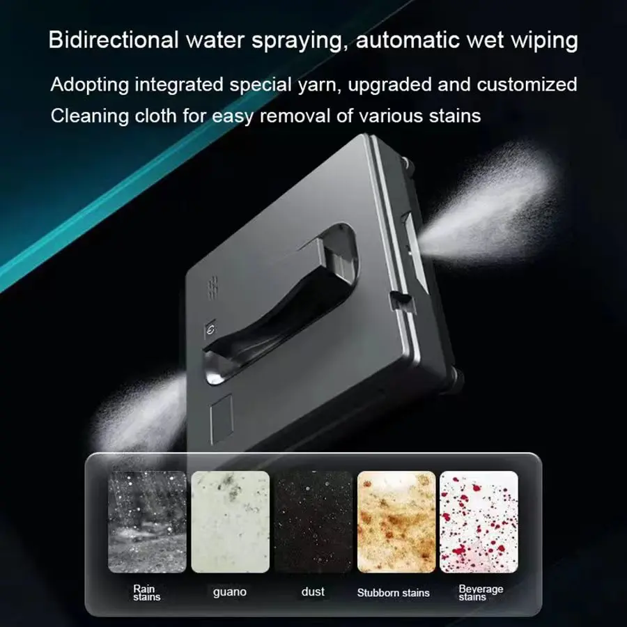 Robotic Window Cleaner Dual Ultrasonic Spray, APP&Remote Control, High Vacuum Suction Anti-falling Window Washer Smart Home