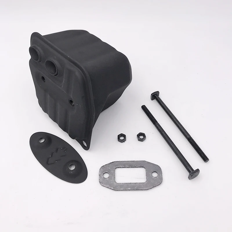 HUNDURE 45cc 52cc 58cc 전기 톱 두 구멍 머플러 예비 부품 4500 5200 5800 체인 톱 머플러