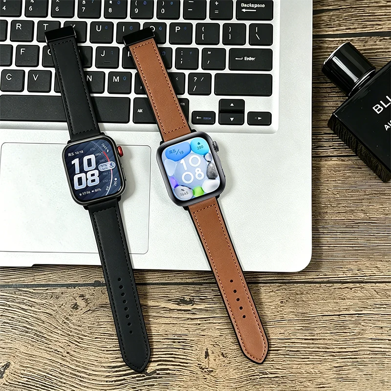 Leder+Silikon-Armband für Huawei Watch Fit 5-4 Pro, magnetische Schnalle, atmungsaktives Armband für Huawei Watch Fit5 4 3, Armbandgürtel
