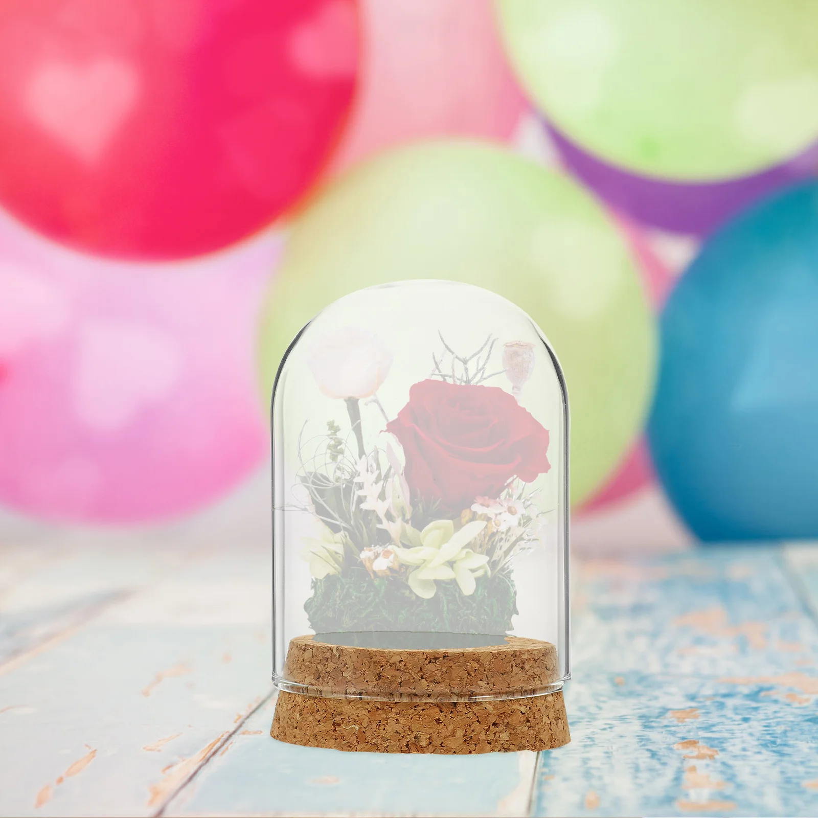 

2 Sets Preserved Flower Glass Cover Immortal Flower Glass Dome Birthday Party Display Dome Desktop Decor Dustproof Cover
