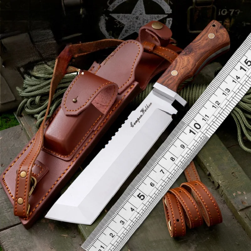 1pc，Outdoor camping straight knife, high-hardness survival knife, mountain knife, camping sharp straight knife chopper, Cleaver