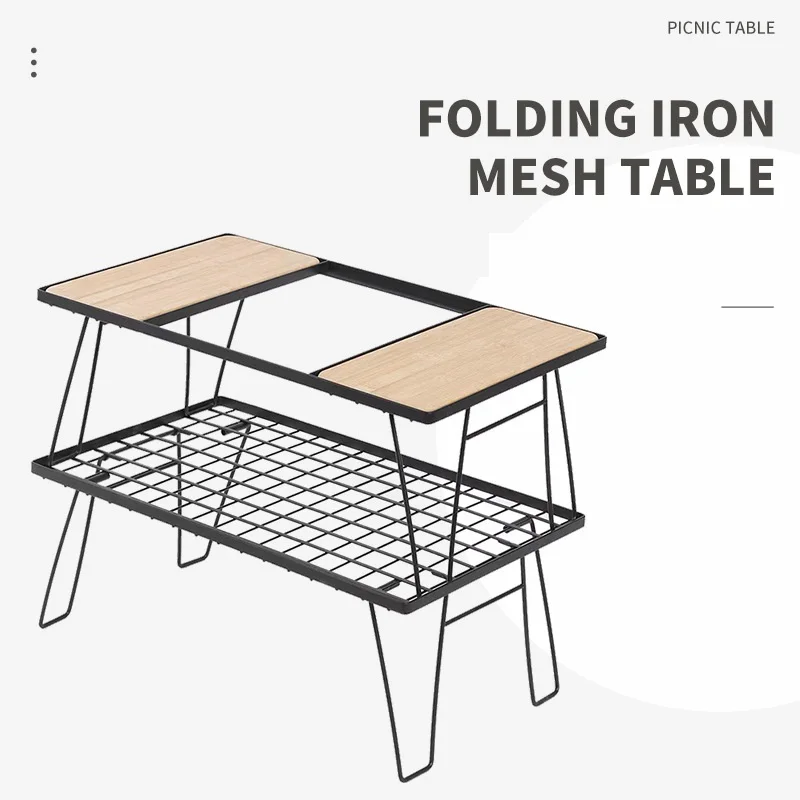 Outdoor IGT Table Portable Folding Splicing Table Lightweight Iron Mesh Desk IGT Accessories Picnic Barbecue Camping Table