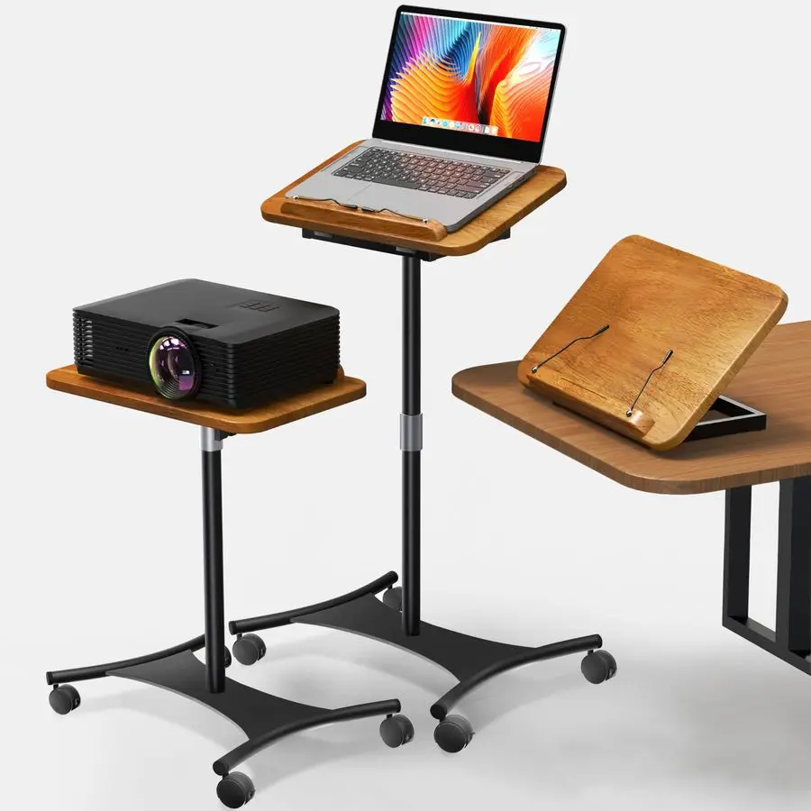 

Laptop Floor Stand with Wheels 2 in 1 Dualuse Floor amp Desk Stand, Solid Wood and Height Adjustable from 16.5 to 51, Stable Sm