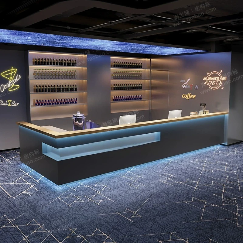 Industrial style milk tea shop billiards hall bar bar checkout page Internet cafe e-sports hotel front desk black