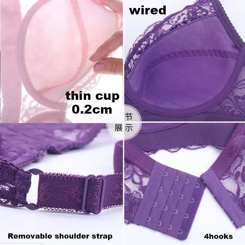 여성용 섹시한 백리스 언더와이어, 심리스 플러스 브라렛 브래지어, 사이즈 업 탑 란제리 레이스, 80-105D