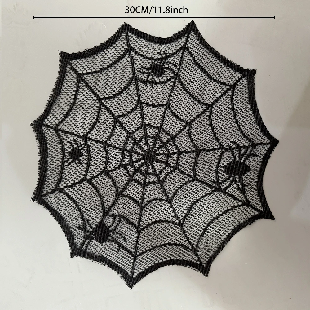 مفرش طاولة أسود لتزيين الهالويين ، 30 قطر ، مفرش طاولة يمكن التخلص منه ، مفرش طاولة يشبه العنكبوت