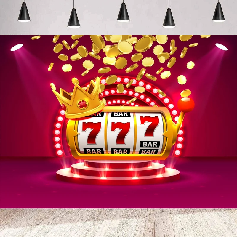 

Casino Night Photography Backdrop Big Win Slots 777 Coins Gambling Las Vegas Background Home Party Backdrop Wall Banner Poster