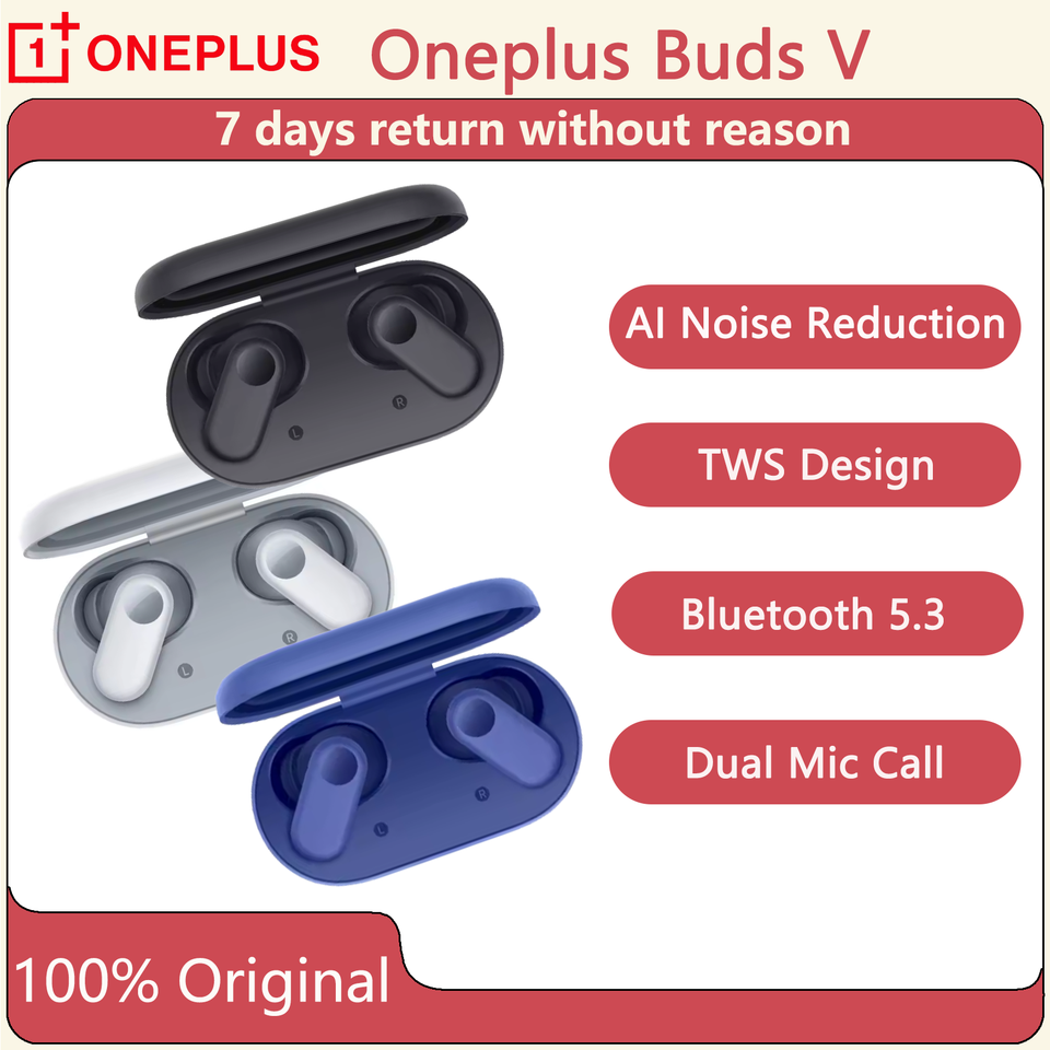 Original OPPO OnePlus Buds V AI Noise Cancelling Bluetooth 5.3 Earbuds, HiFi Sound, Dual Mic, TWS, New/Open Box.