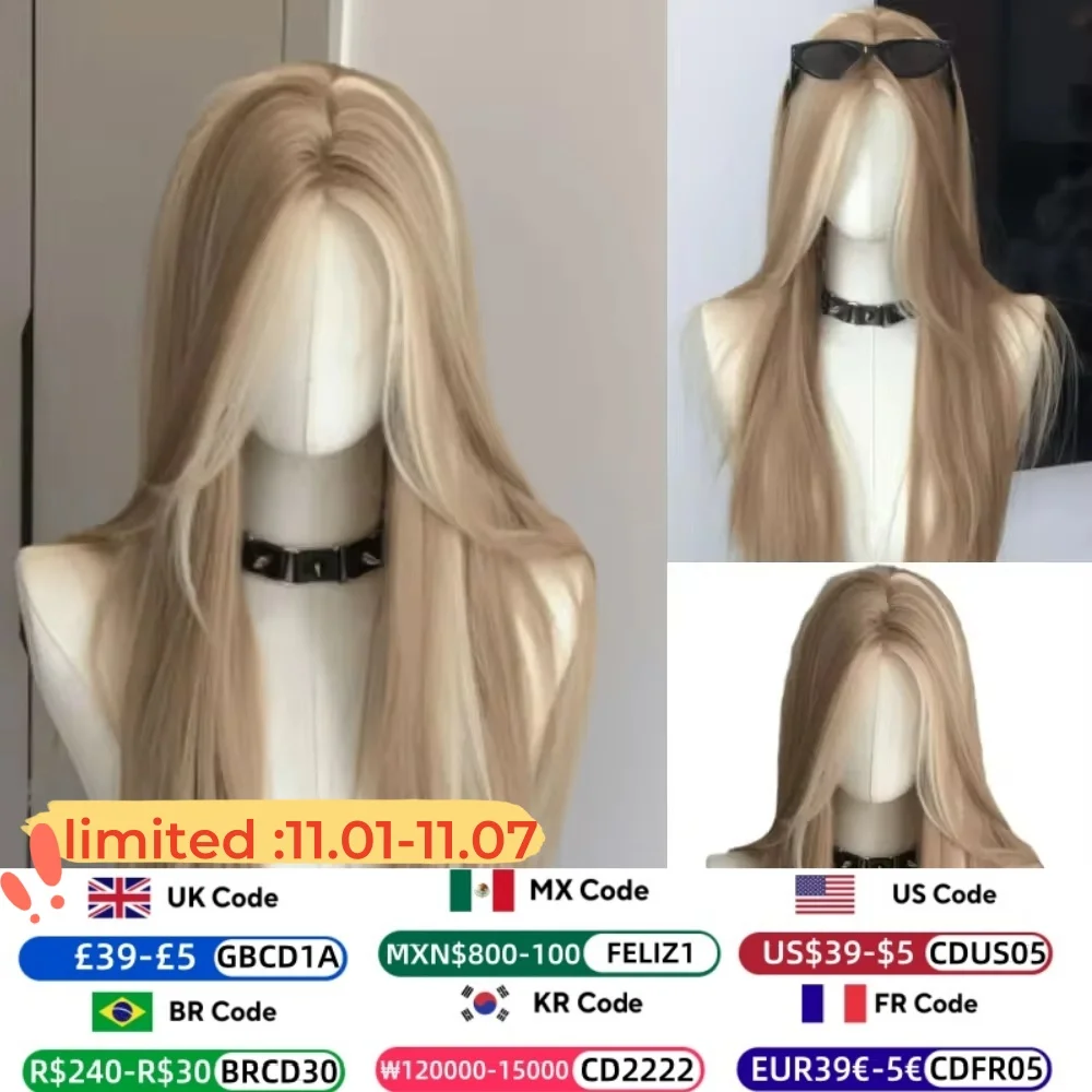 

Ashely Wig for Women Long Straight Blonde Brown Wig Asian American High Style Lace Front Wig for Daily Use Cosplay Ombre Peluca