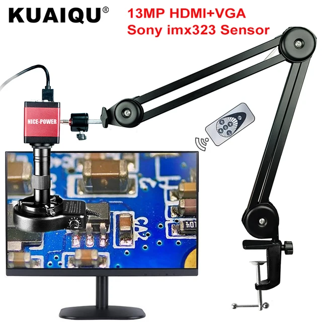 Zestawy mikroskopów wideo monokularowych 13MP HDMI USB 60FPS Kamera cyfrowa HDMI VGA Obiektyw z mocowaniem C 130X/150X/215X do naprawy telefonów i lutowania