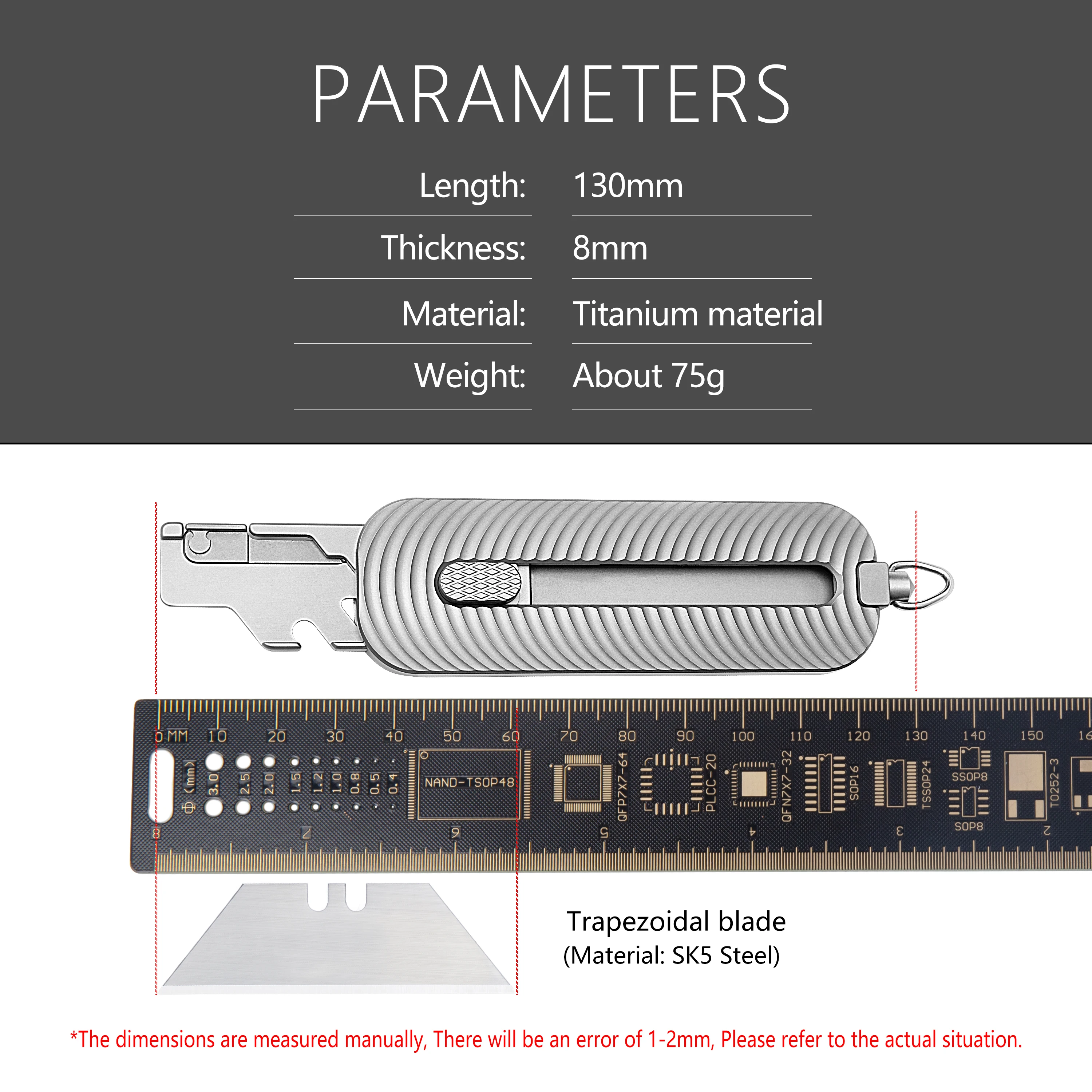 Pisau taktis logam campuran Titanium pisau geser kotak EDC pemotong pisau saku portabel untuk bertahan hidup luar ruangan pisau SK5 dapat diganti