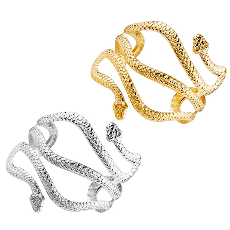 Bohemian Snake Pendants Charm Upper Bracelet Arm Chain Metal Hollow Out Geometric Pattern Retro Arm Cuff Bangle Body Jewelry