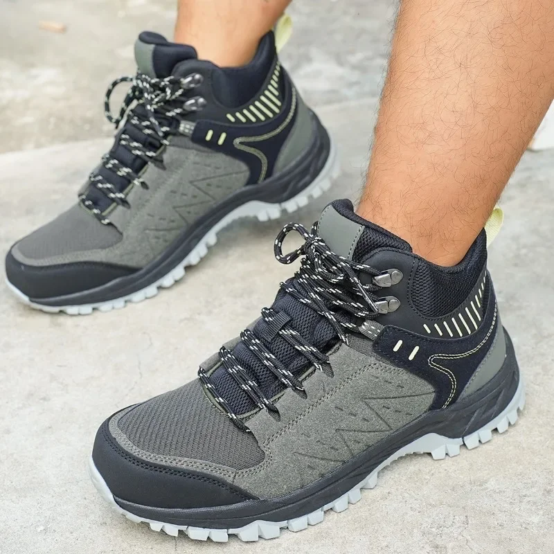 Scarpe da trekking all'aperto da uomo stringate antiscivolo con suola spessa scarpe alte da donna piatte scarpe sportive casual traspiranti da uomo