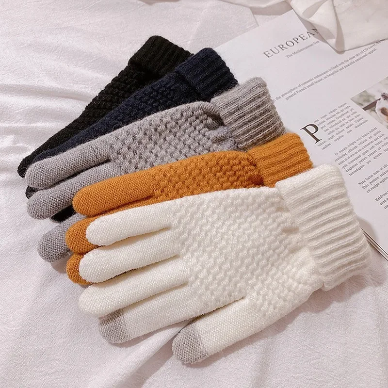 Touch screen gloves for men and women in winter, cute student cycling, warm and cold-proof, thickeneded winter velvet gloves,...