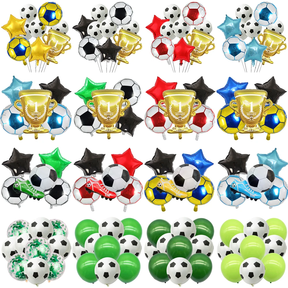 Soccer Birthday Balloon Set Football Latex Foil Balloon Trophy for Boys Baby Shower Soccer Birthday Celebration Party Decoration
