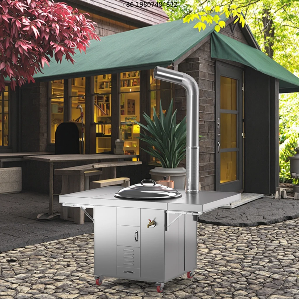Field Kitchen with Hot Water System Mobile Commercial Grade Stainless Steel Biomass Stove / Outdoor