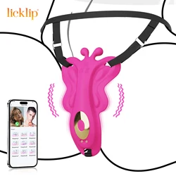 LICKLIP-vibrador usable con Control por aplicación para mujer, estimulador de clítoris, juguete de adultos, mariposa, rosa, 18