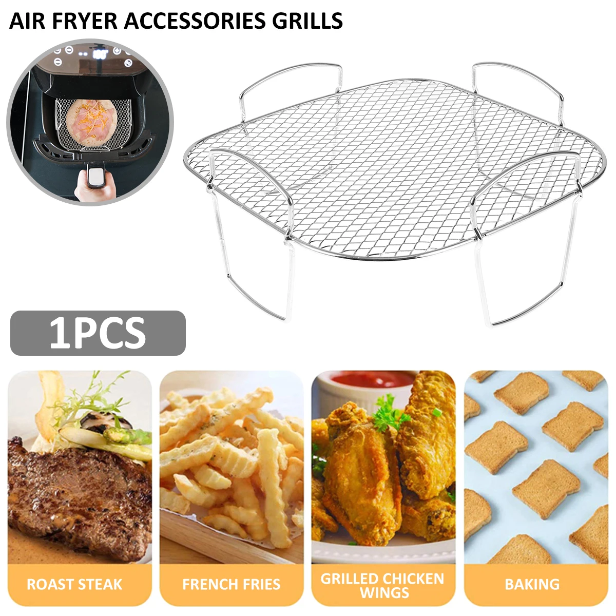 Air Fryer Rack Grilling Rack Stainless Steel Dehydrator Rack Multi-Purpose Cooking Rack Toast Rack Air Fryer  for Air Fryer