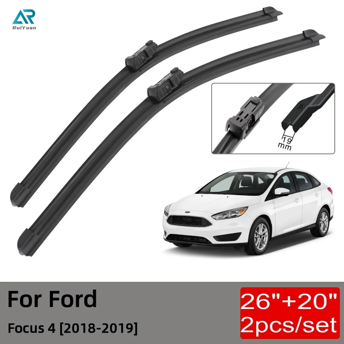 

For Ford Focus 4 2018 2019 Front Wiper Blades Brushes Cutter Accessories