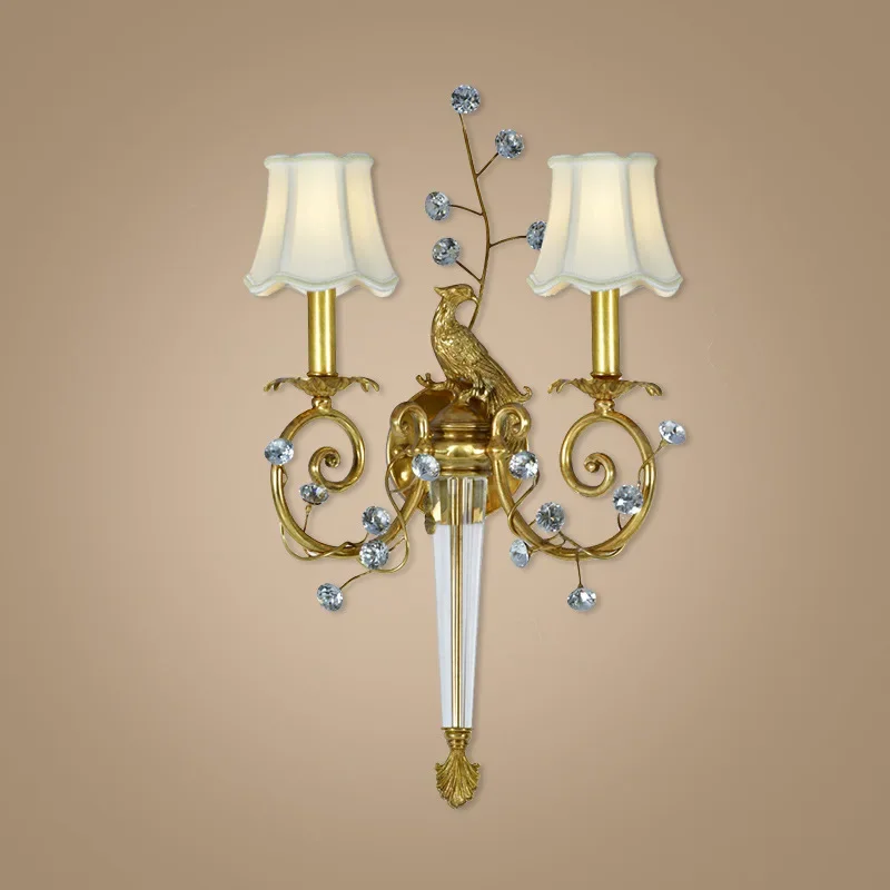 

GHJUYIOL French wall lamp light luxury retro European copper lamp palace villa wall lamp bedroom living room bathroom