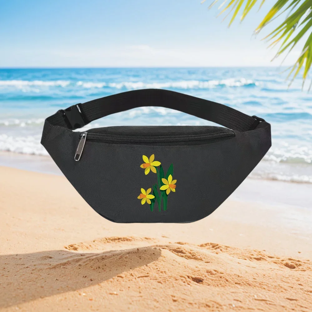 Three Blooming Daffodils Spring Floral Pattern Waist Backpack Crossbody Chest Bag Street Casual Sporty Fashionable Simple Unique
