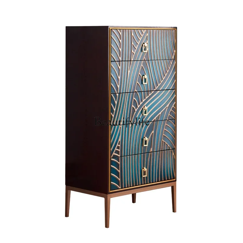 

FG26American light luxury modern simple entrance cabinet living room decoration solid wood drawer locker