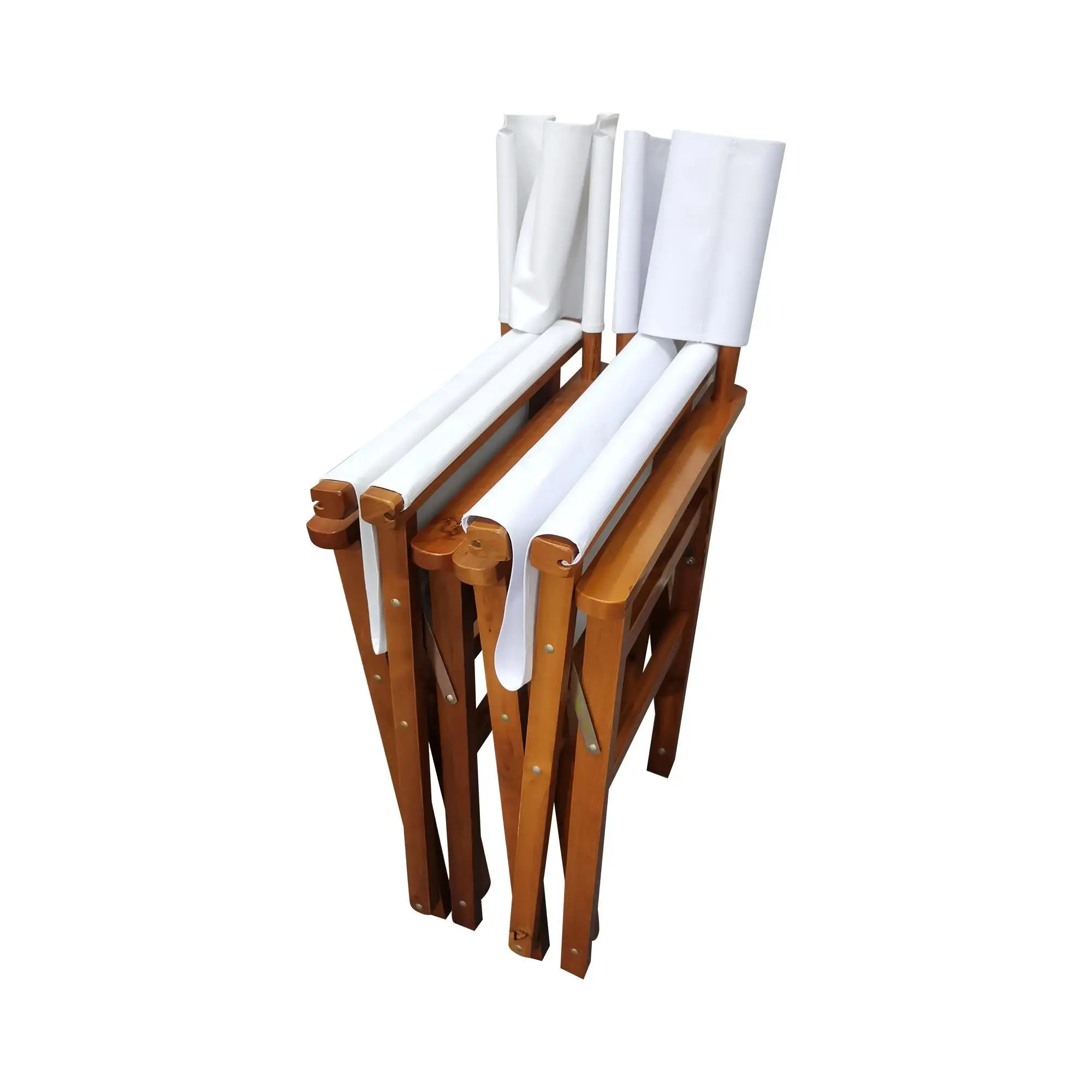 

2pcs Set Wooden Folding Director Chair with Canvas Seat - White Populus Color
