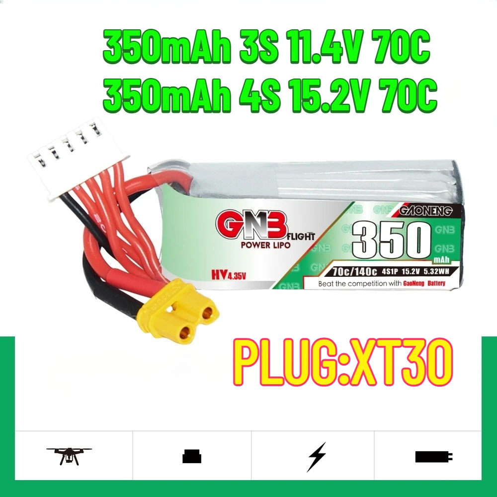 

350 мАч 70C HV Lipo аккумулятор XT30 разъем для четырехосных внутренних FPV-дронов Emax Tinyhawk S 3S 11,4 В/4S 15,2 В