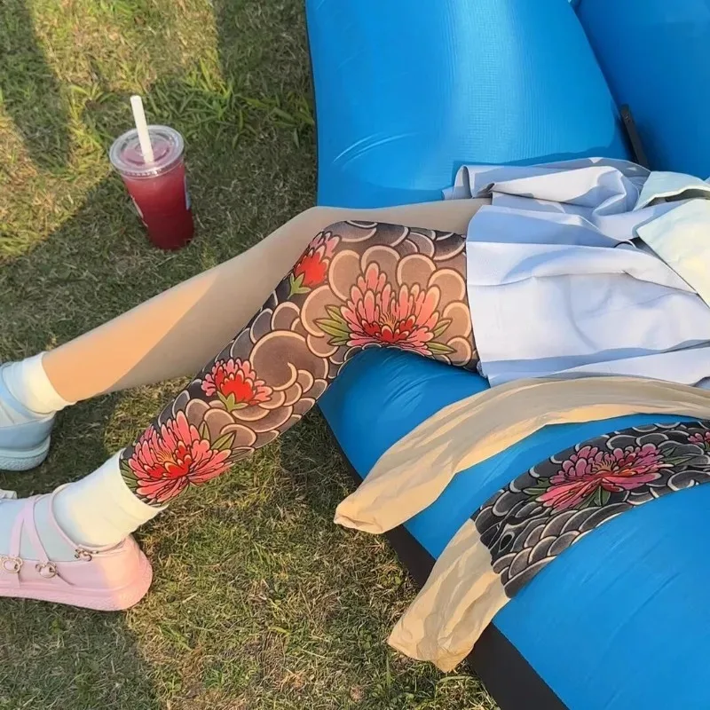 النساء الصيد مطاطا مطبوعة جورب اليابانية مثير جوارب كامل الساق الوشم الجوارب الشمس واقية الدراجات الرجال بارد شخصية القيادة #1