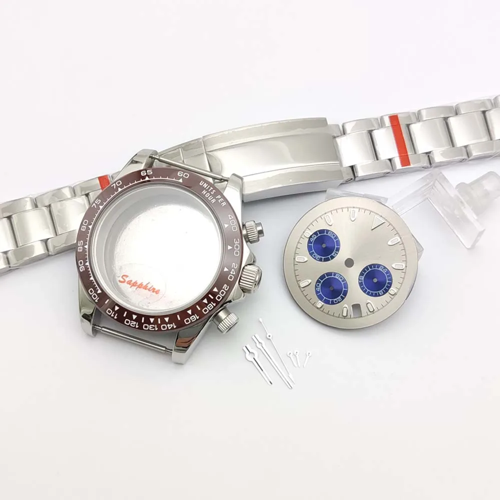 طقم VK63 من علبة الياقوت مقاس 40 مم مع حزام من الفولاذ المقاوم للصدأ ومينا معقمة وأيدي