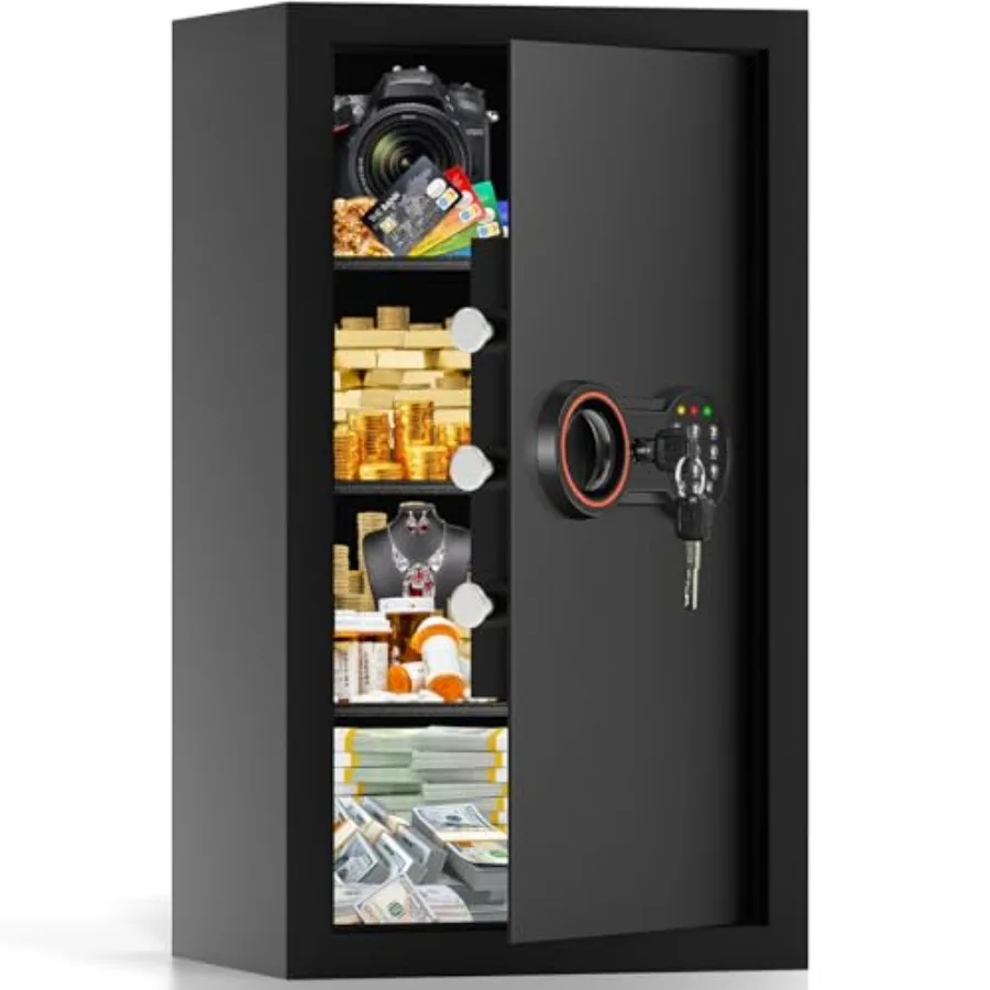 

Сейф для дома объемом 6,0 куб. футов (27,6H), сверхпрочный, с кодовым замком, системой сигнализации, съемными полками, защита от краж