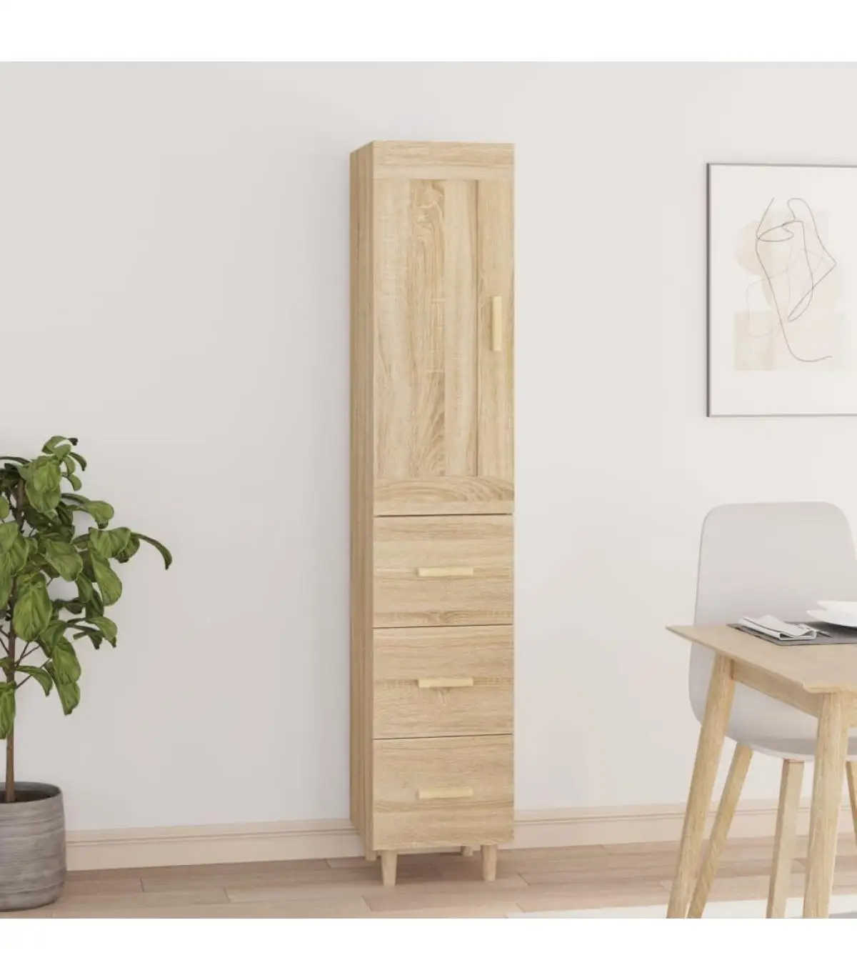 Sonoma oak plywood sideboard 35x34x180 cm