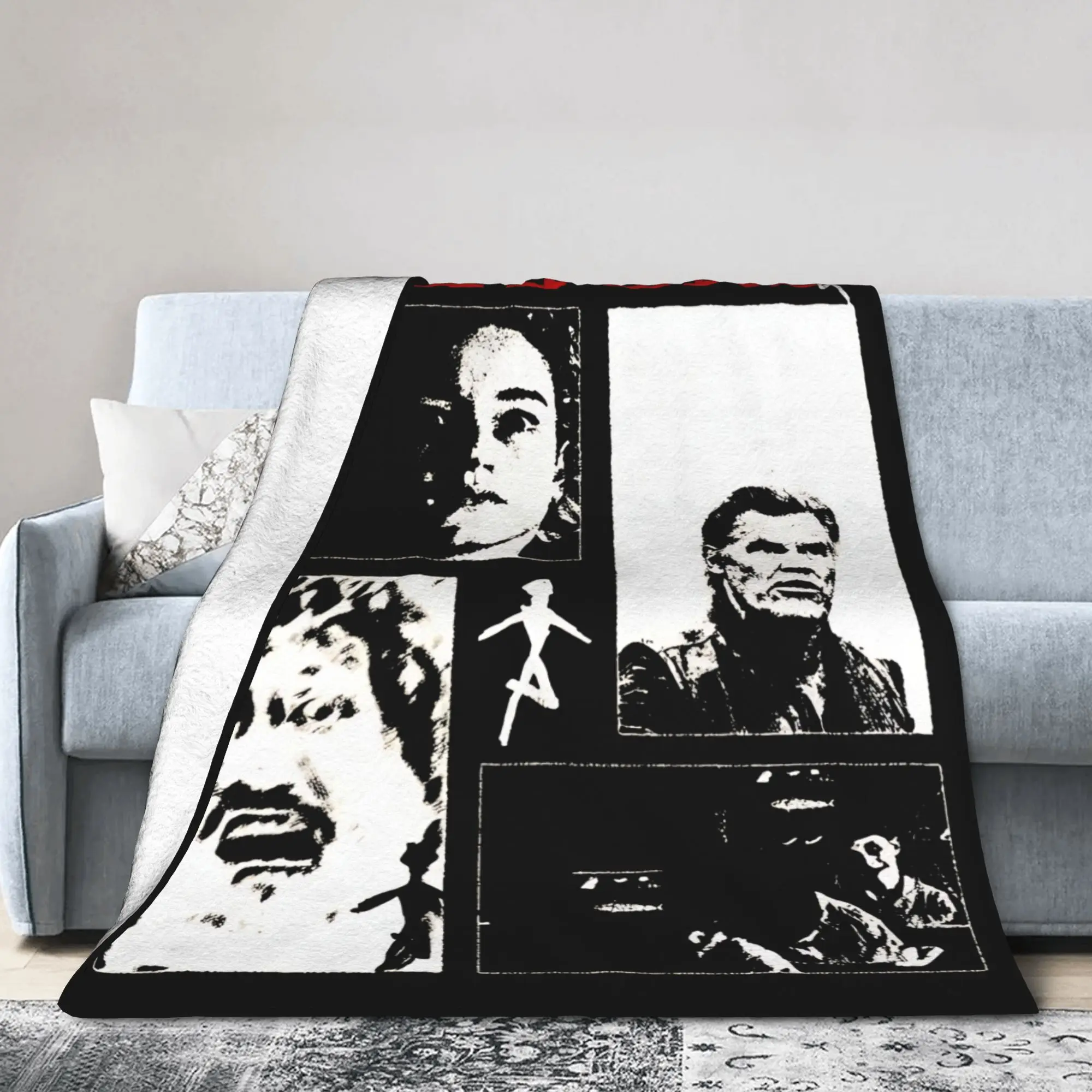 W-Weapons Horror Movie 2025 Knitted Blankets  Wool Throw Blankets Bedding Couch Printed Lightweight Multifunction Rug Piece