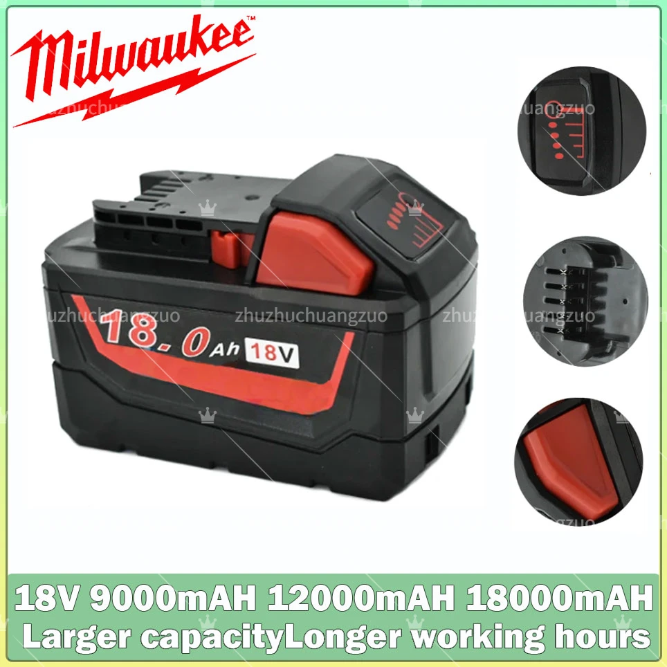 

9000mAh Battery For Milwaukee M18 18V 48-11-1815 48-11-1820 48-11-1840 48-11-1850 48-11-1841 Cordless Power Tools Battery