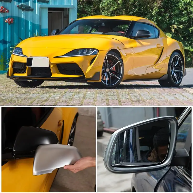 For Toyota GR Supra A90 2019-2022 ABS Silver/Carbon Fiber/Black Car RearView Mirror Protective Cover Stickers Car Accessories