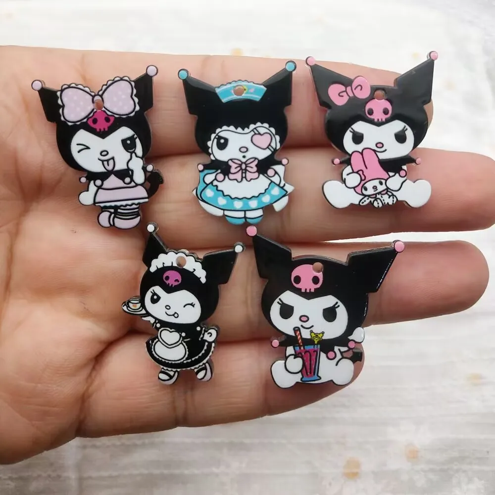 

10pcs cartoon kuromi Acrylic Charms Pendants For Bracelets Key Chain Earring Jewelry Making D