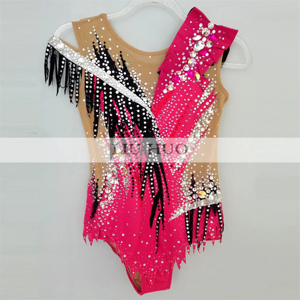 

LIUHUO Customize Ice Skating Dress Women Girl Performance Rhythmic Gymnastics Competition Leotard Dance Ballet Red Aerobic Teens