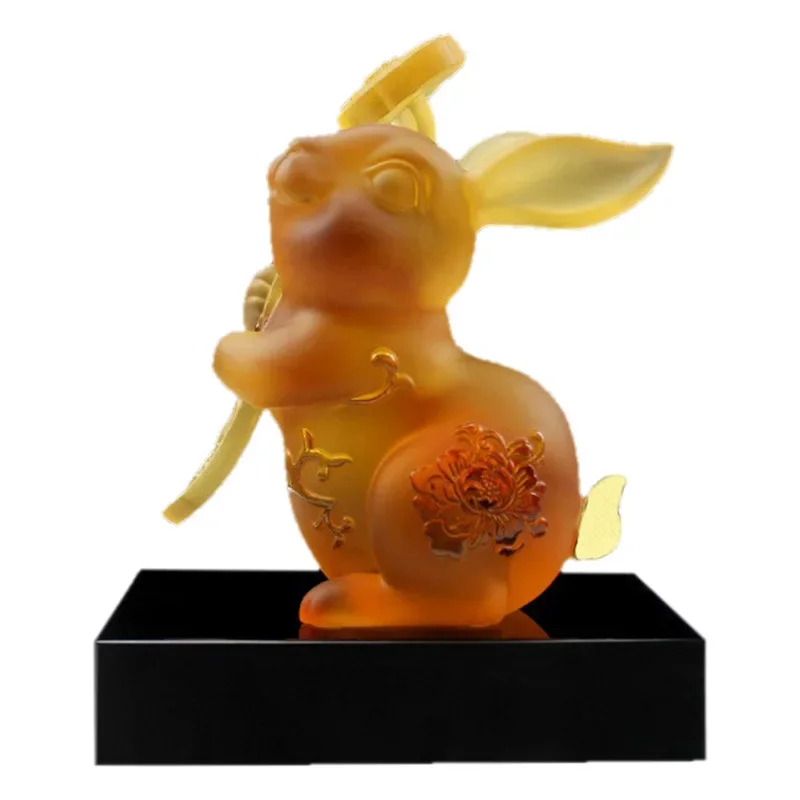 

Ancient glazed rich Ruyi zodiac rabbit ornament, high-end souvenir for the opening of the handicraft company