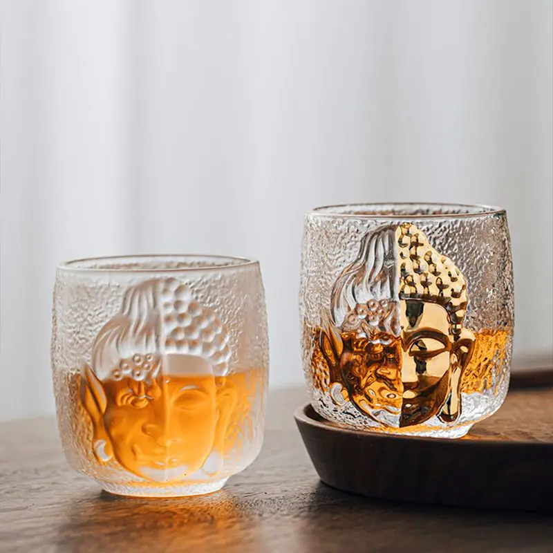 Relief Design Glass Master Cup Kungfu Tea Cup Crystal Glass Japanese Style Tea Ceremony Tea Cup 100ML Drinking Utensils ZC947