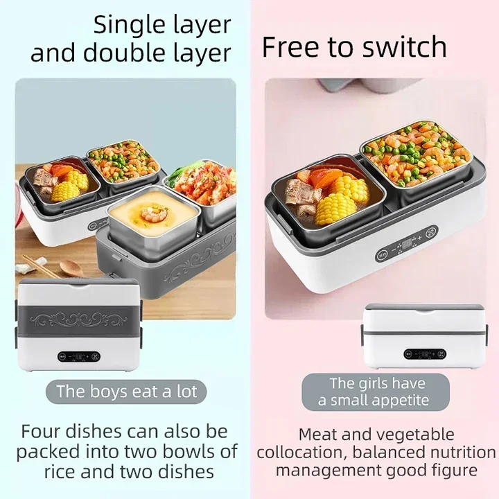 Self Heating Electric Lunch Box Food Warmer Portable Heated Electric Lunchbox with Carry Bag