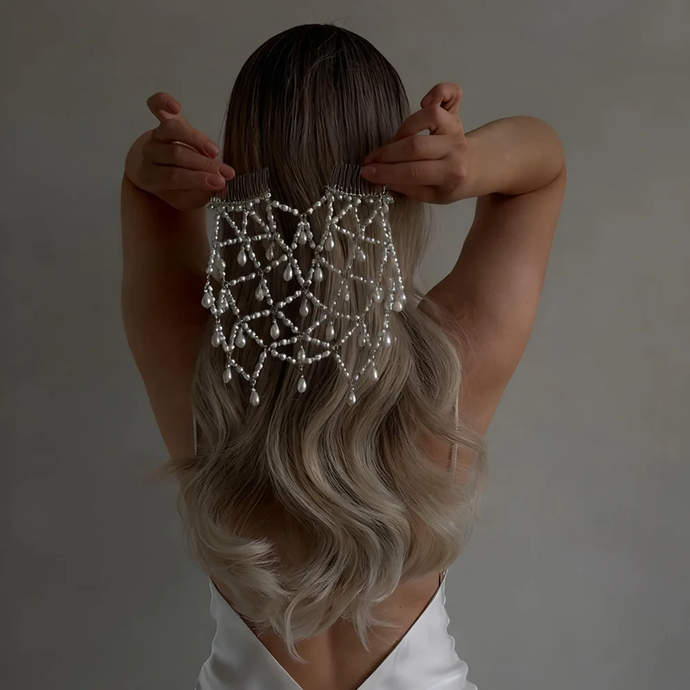 

Новинка: Классическое украшение для волос в стиле барокко с жемчугом и сеткой, элегантный свадебный головной убор для вечерних мероприятий и сценических выступлений.