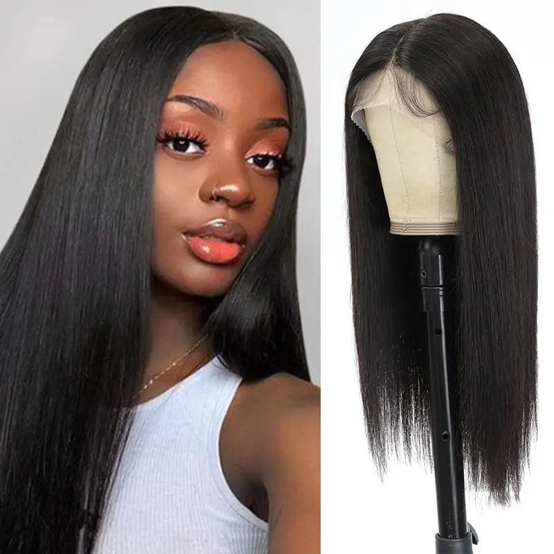 

Straight Lace Front Human Hair Wigs Brazilian Natural Color T Part Wig 13X4x1 Pre Plucked Natural Hairline Wig For Black Women