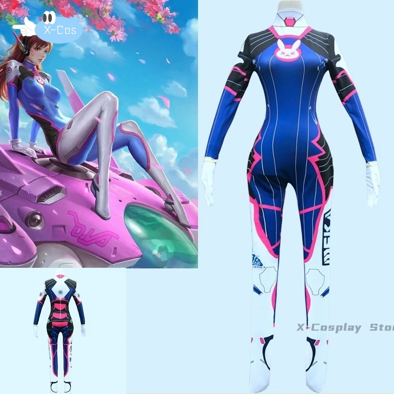 Anime Woman Jumpsuit Tights Dva Cosplay Costume Game Zentai Wig Cosplay Props Headphone Suit D.Va Cos Party Halloween Costumes