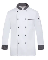 long Sleeve Chef Uniform Restaurant Professional Clothes Cooking Waiter Coat Outfit Kitchen Work Jackets Cook Wear Solid Color