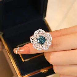 2022 New Luxury Floral Jewelry Wedding Engagement Woman Rings Adjustable Size Valentine's Day Fashion High Jewelry Sister Gifts