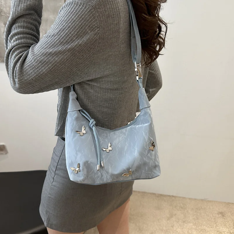 Damen-Umhängetasche mit Schmetterlings-Dekor, verstellbarer Riemen, leicht, für den täglichen Gebrauch, Hobo-Umhängetasche, vielseitige Tasche für Arbeit, Reisen, Einkaufen – Detail 12